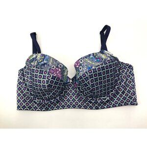Victoria's Secret Very Sexy Lined Demi Satin Geometric Print Bra Blue 34D